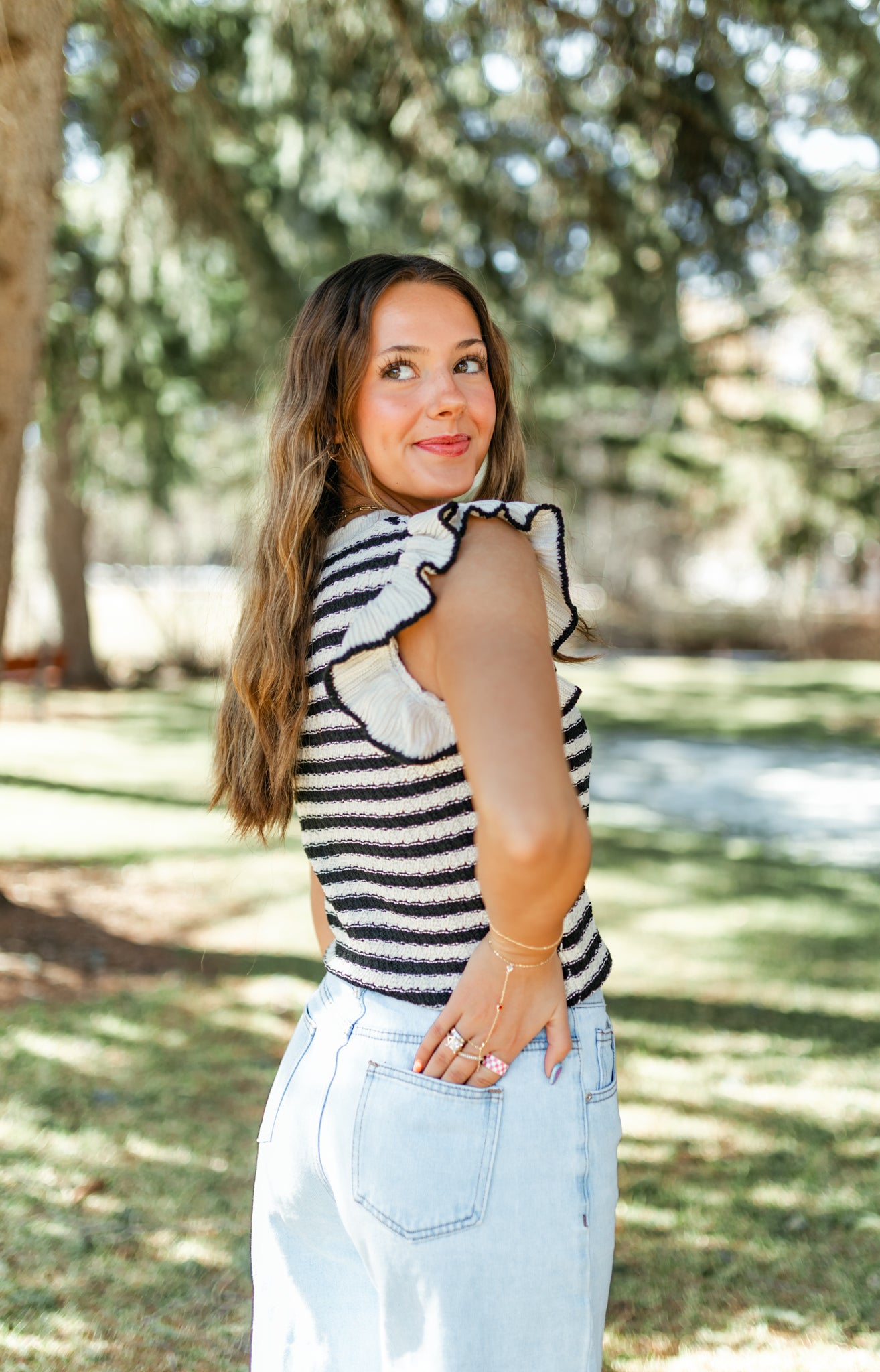 Stripe Ruffle Top