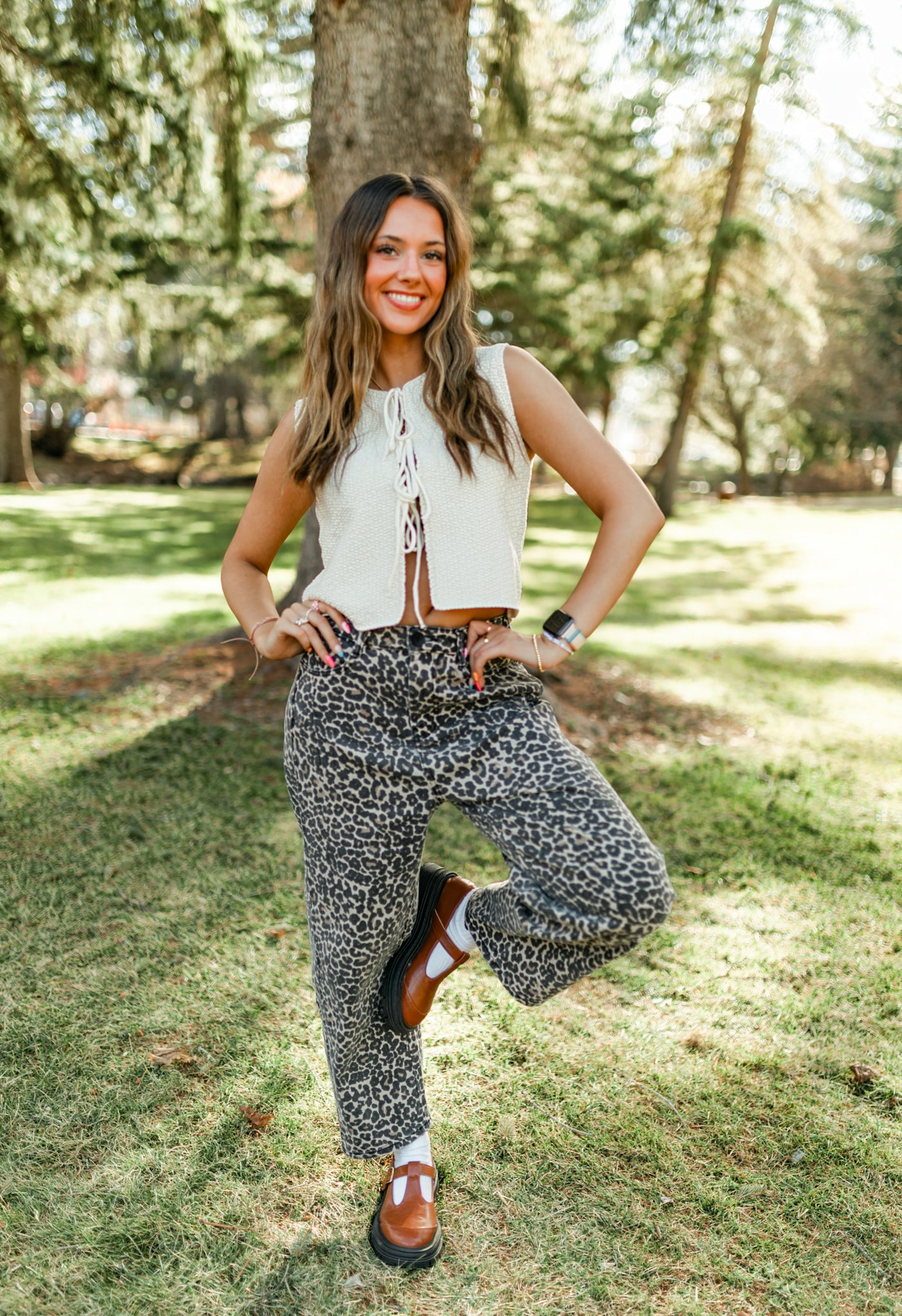 Leopard Barell Jeans