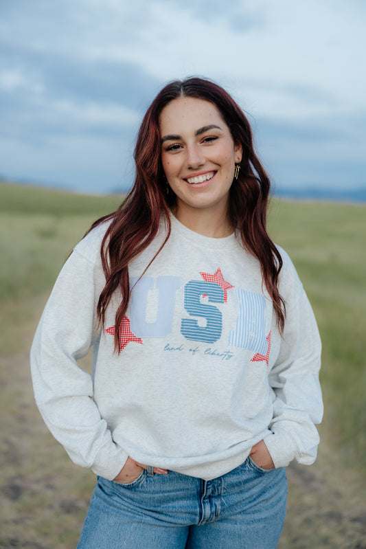 USA Patchwork Crewneck
