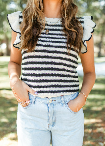 Stripe Ruffle Top