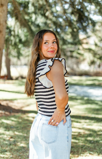 Stripe Ruffle Top