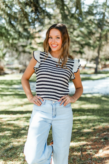 Stripe Ruffle Top