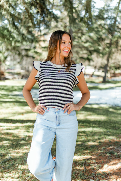 Stripe Ruffle Top